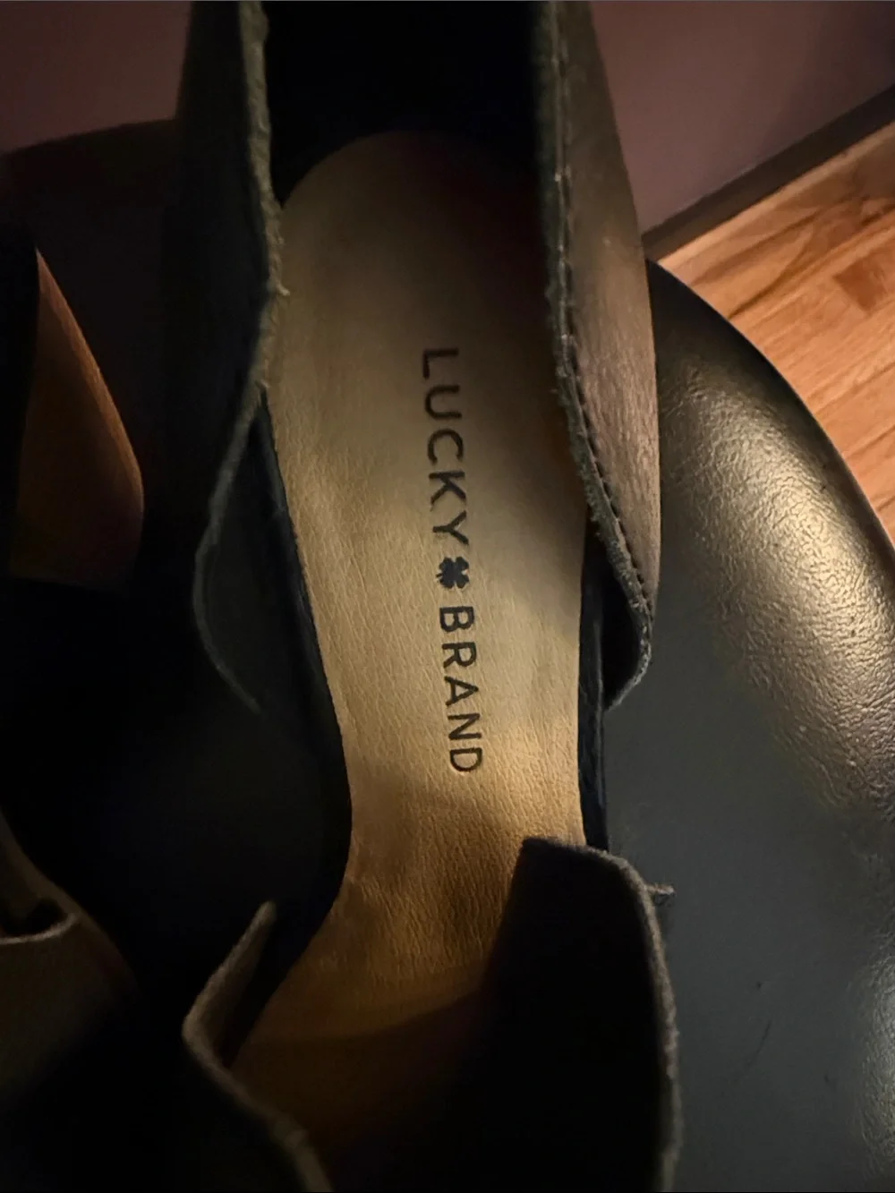 Lucky Brand Black Open-Toe Leather Ankle Booties
